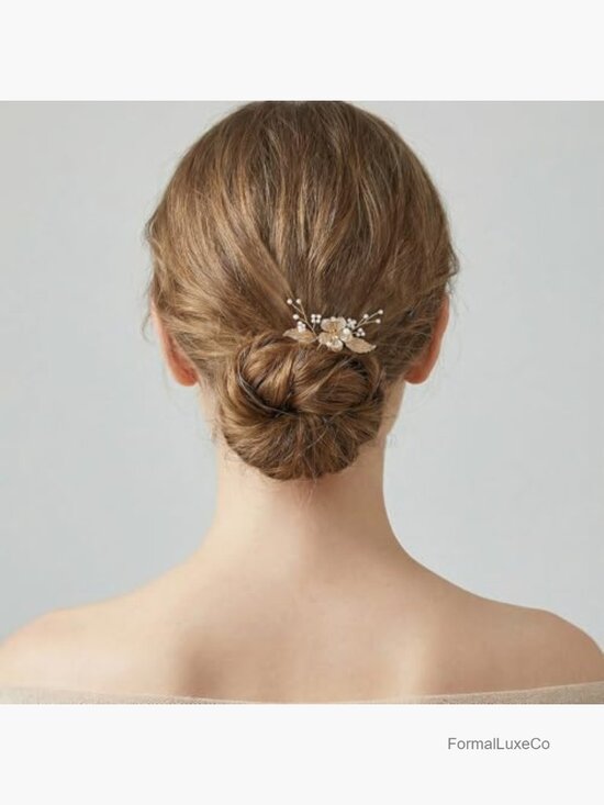 7 Pcs Gold Wedding Hair Pins U-Shaped Pearl Hair Accessories Floral Bridal Hair